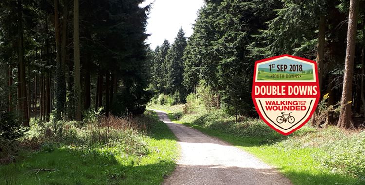 Image for Walking with the Wounded Event - Double Downs / (Double Downs - Forest pic with logo
 - Walking With The Wounded's Double Downs MTB event on the South DownsArmy  donations - Forces charity
 )