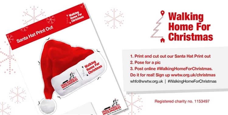 Image for Walking with the Wounded Event - Cut-out Santa hat to spread the word! / (Santa Hat and Beard Cut out
 - Walking Home for Christmas by WWTW - Support for ptsd England
 )