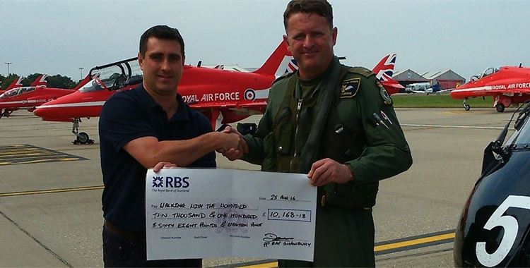 Image for Walking with the Wounded Event - How to Start Your Fundraising / (Andrew Cook and Major Dan Mcbride
 - Walking with the Wounded's Andrew Cook receives a donation from Major Dan McBride - Support for ptsd England
 )