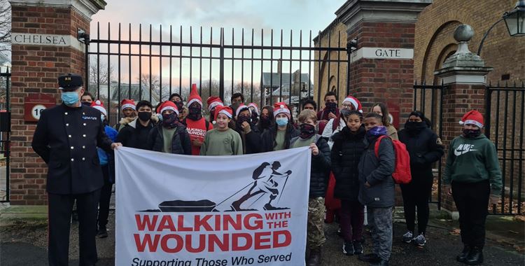 Image for Walking with the Wounded Event - LONDON SOUTH-WEST ARMY CADET DETACHMENT WALKED 22 MILES CARRYING A CHRISTMAS TREE TO SURPRISE ROYAL HOSPITAL CHELSEA, HOME TO THE CHELSEA PENSIONERS / ( (SW Army Cadets
 -  SW Army Cadets 
 )