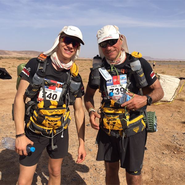 Simon Daglish - Walking With The Wounded - Simon Daglish - co founder of Walking With The Wounded running the Marathon des Sables with his son OscarMilitary charity - Injured servicemen charity